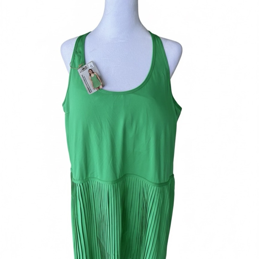 Green Pleated Mini Dress - Unbranded